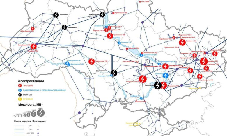 خريطة أنظمة الطاقة في أوكرانيا