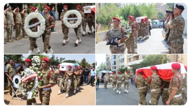 الجيش اللبناني يشيع الشهداء الخمسة