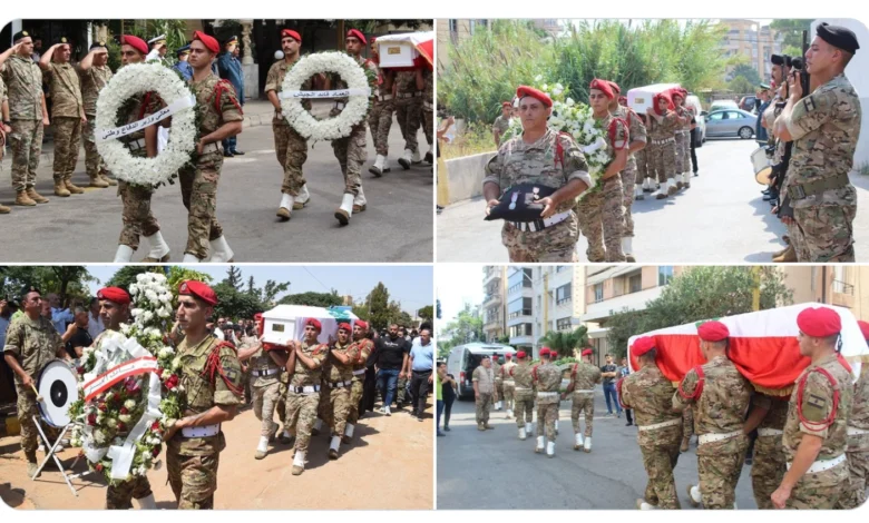الجيش اللبناني يشيع الشهداء الخمسة
