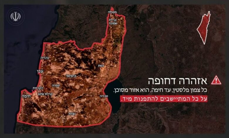 تحذير إيراني للمستوطنين في شمال فلسطين